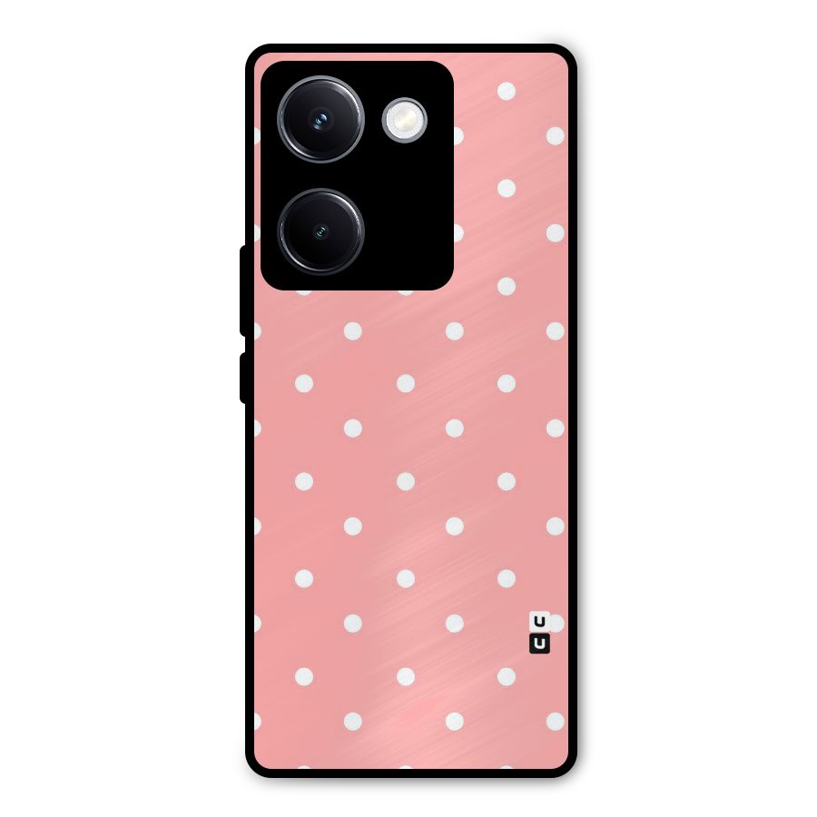 Peach Polka Pattern Metal Back Case for Vivo Y300 Plus