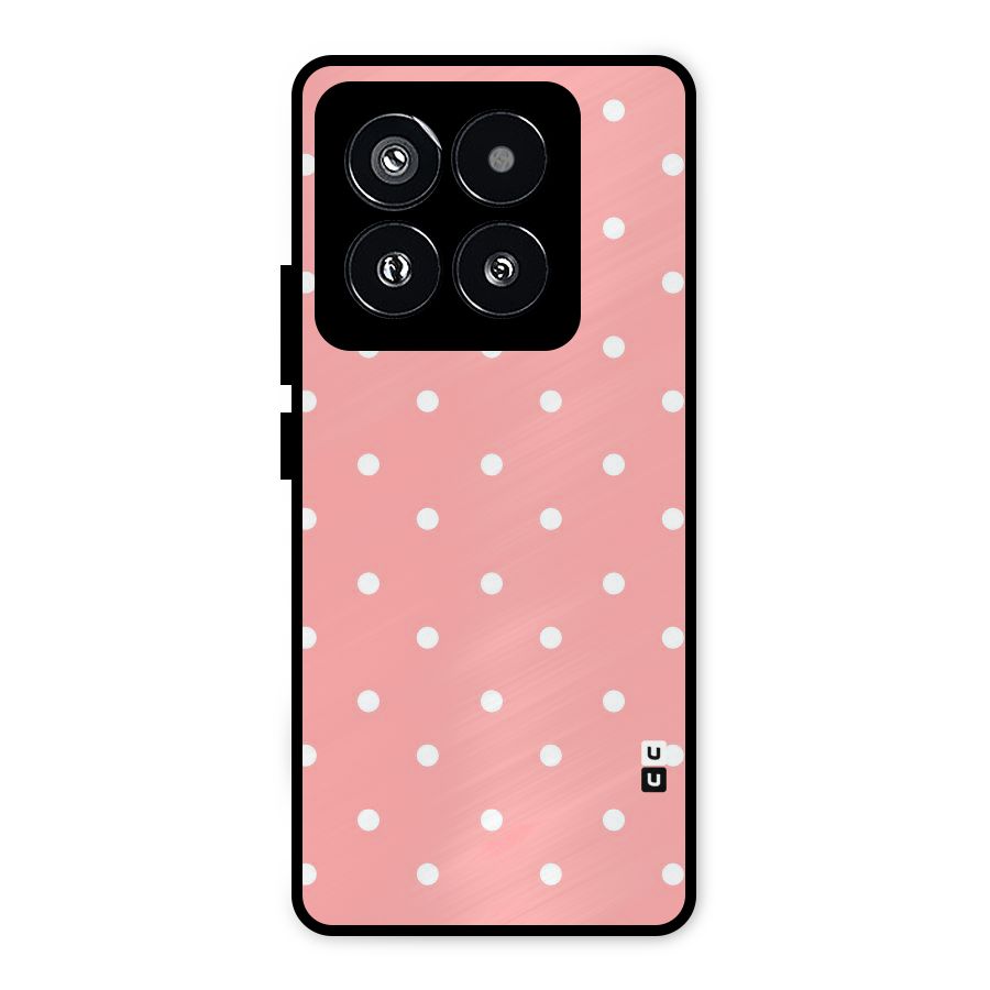 Peach Polka Pattern Metal Back Case for Xiaomi 14 Pro