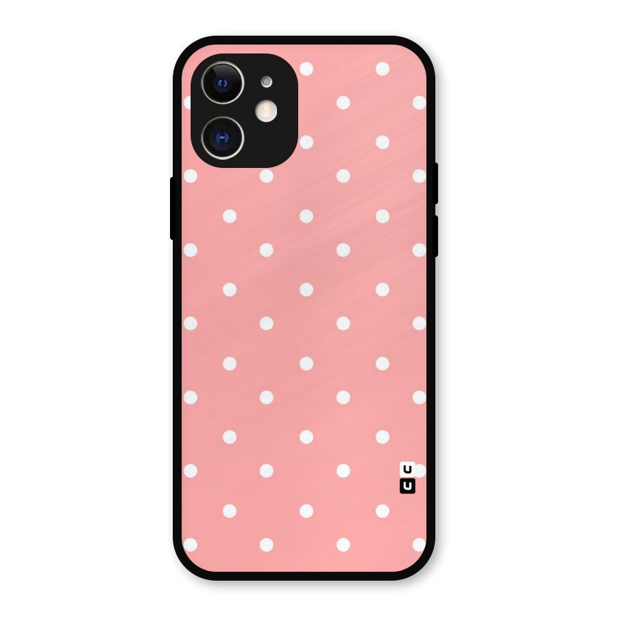 Peach Polka Pattern Metal Back Case for iPhone 12