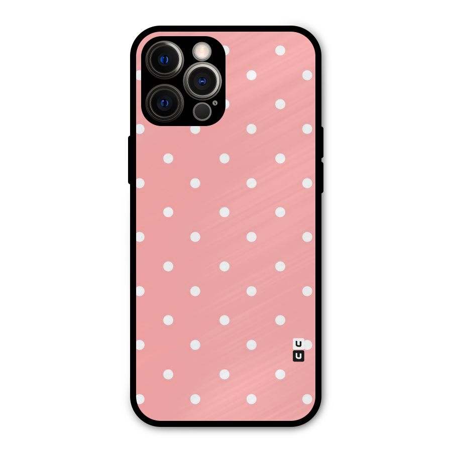 Peach Polka Pattern Metal Back Case for iPhone 12 Pro Max