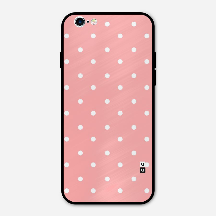 Peach Polka Pattern Metal Back Case for iPhone 6 6s