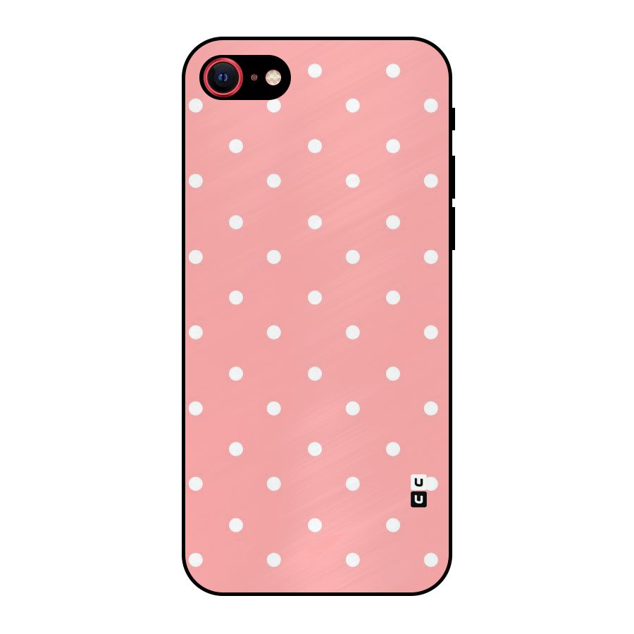 Peach Polka Pattern Metal Back Case for iPhone 7