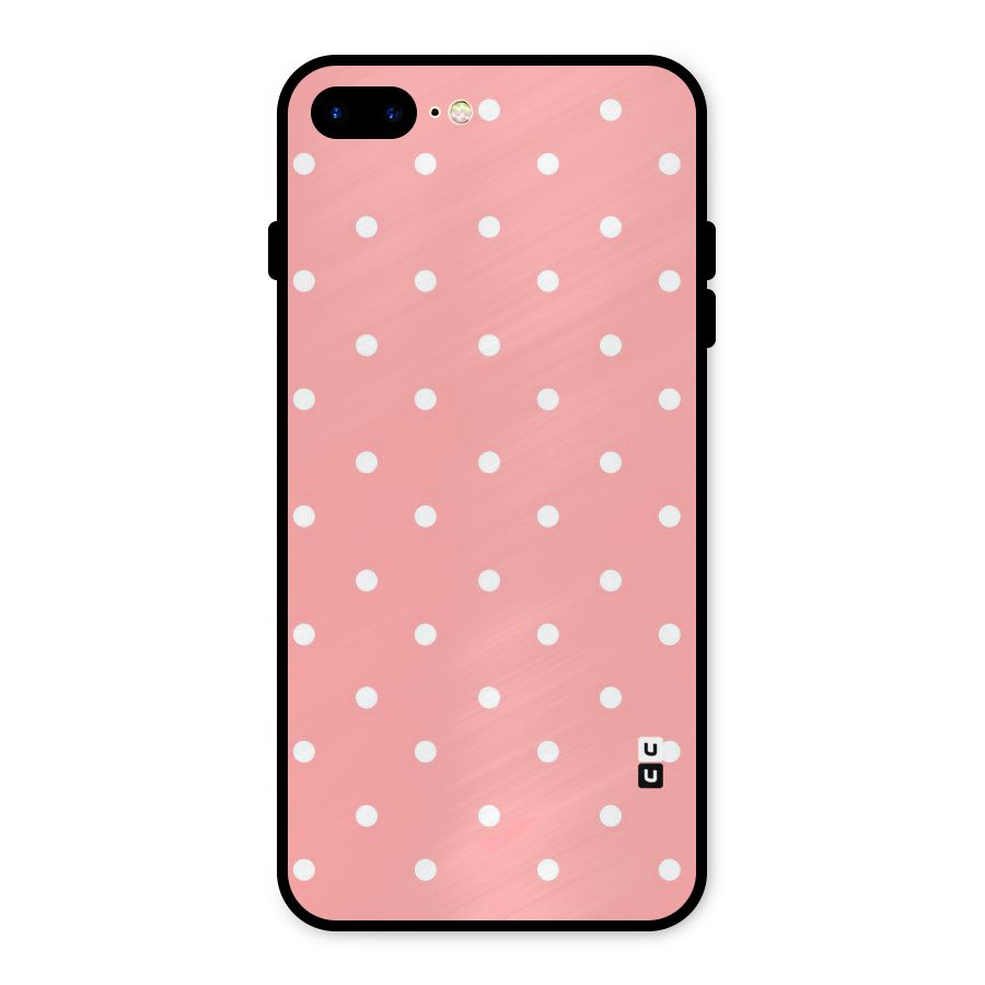 Peach Polka Pattern Metal Back Case for iPhone 7 Plus