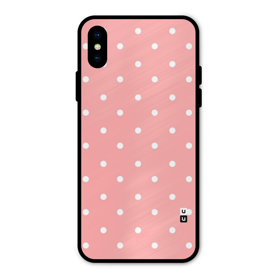Peach Polka Pattern Metal Back Case for iPhone X