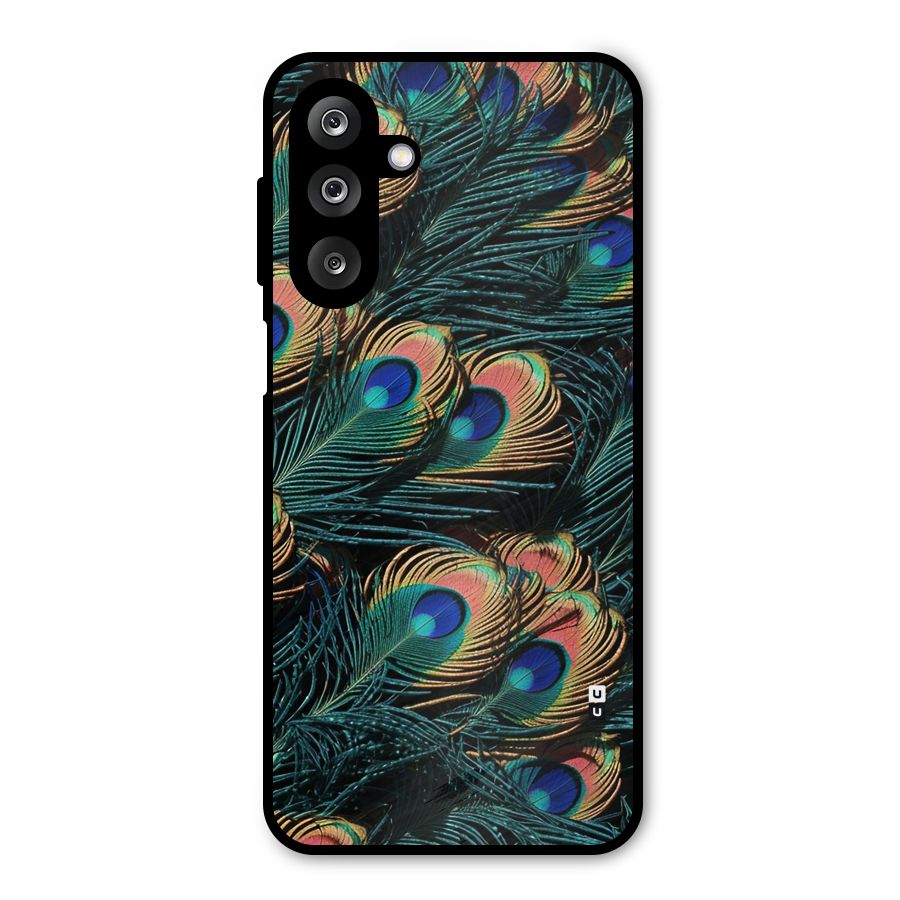 Peacock Feather Art Metal Back Case for Galaxy M36