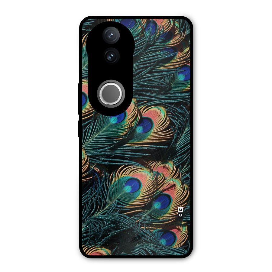 Peacock Feather Art Metal Back Case for Vivo V50e