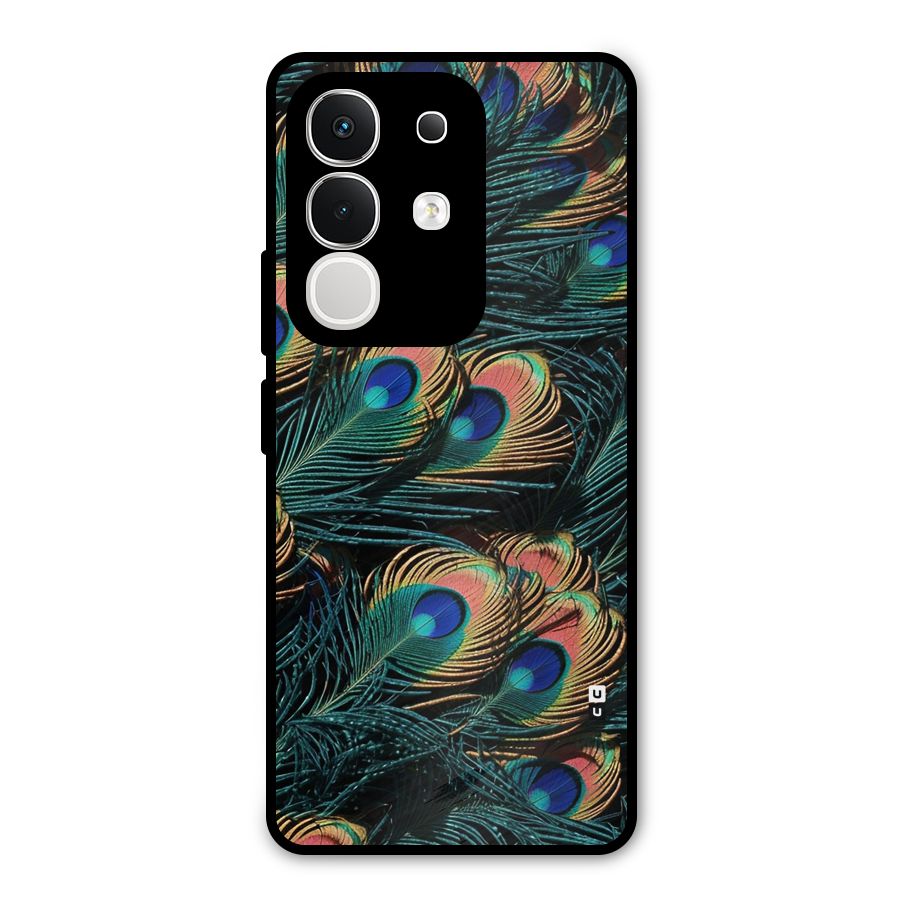 Peacock Feather Art Metal Back Case for iQOO Z10x