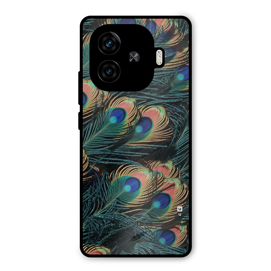 Peacock Feather Art Metal Back Case for iQOO Z9 Turbo