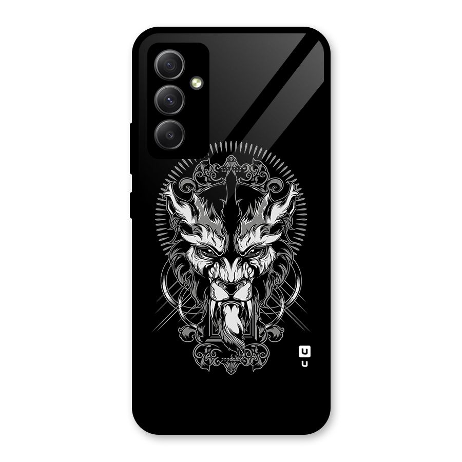 Pencil Art Lion Illustration Glass Back Case for Galaxy A34