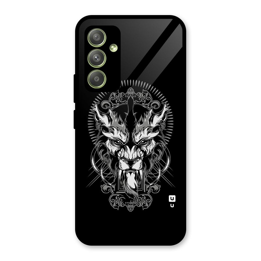 Pencil Art Lion Illustration Glass Back Case for Galaxy A54