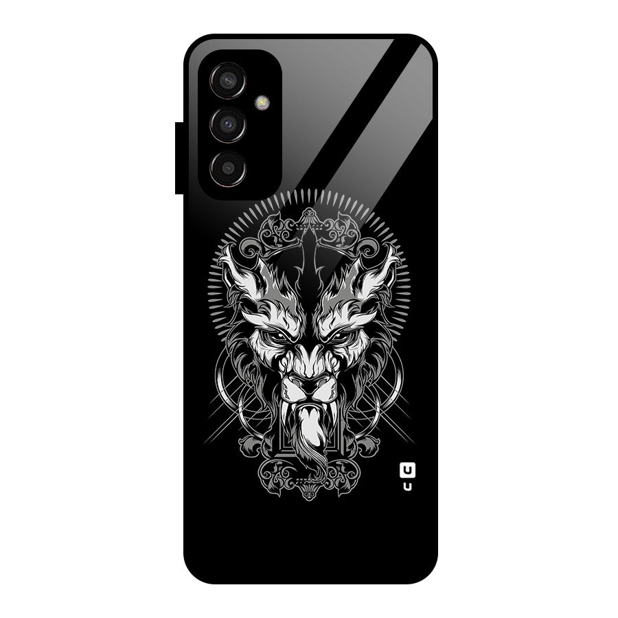 Pencil Art Lion Illustration Glass Back Case for Galaxy F13