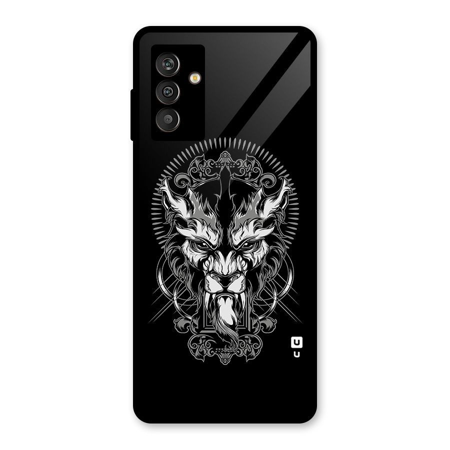 Pencil Art Lion Illustration Glass Back Case for Galaxy M13
