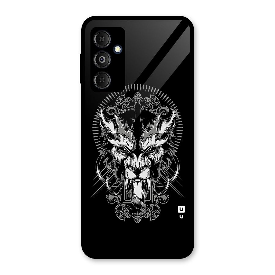 Pencil Art Lion Illustration Glass Back Case for Galaxy M14 5G