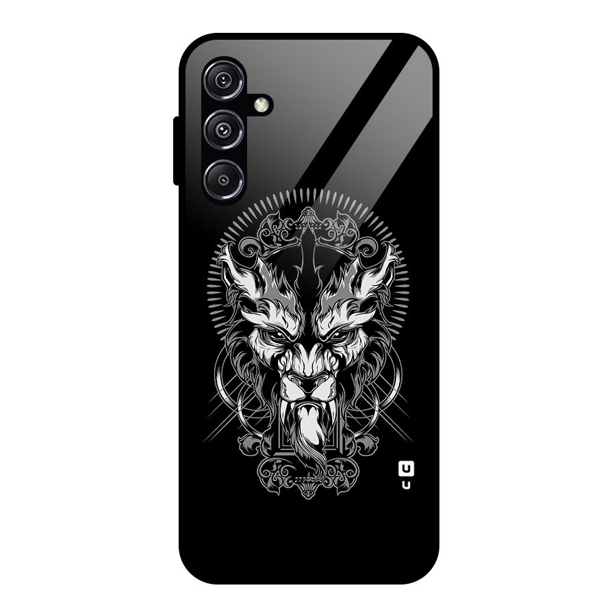 Pencil Art Lion Illustration Glass Back Case for Galaxy M34 5G