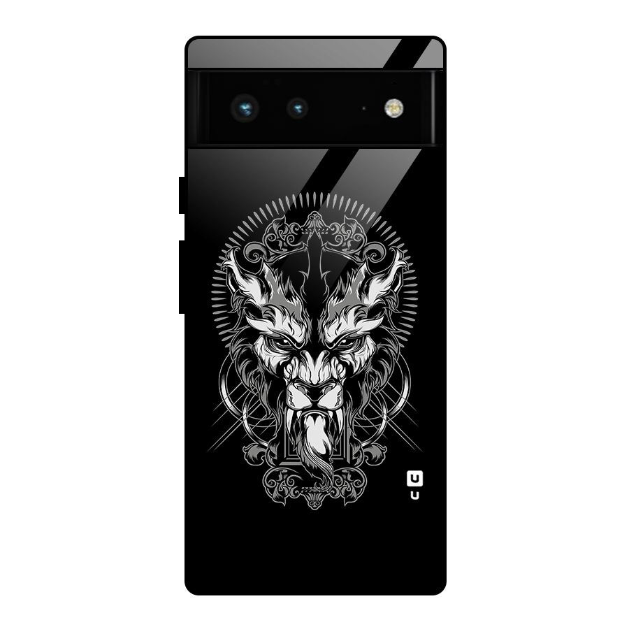 Pencil Art Lion Illustration Glass Back Case for Google Pixel 6
