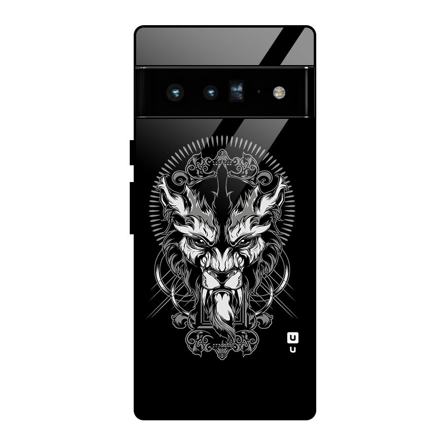 Pencil Art Lion Illustration Glass Back Case for Google Pixel 6 Pro
