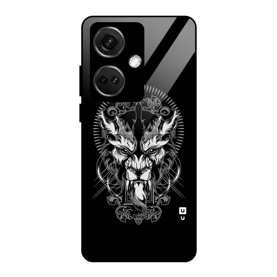Pencil Art Lion Illustration Glass Back Case for OnePlus Nord CE 3 5G