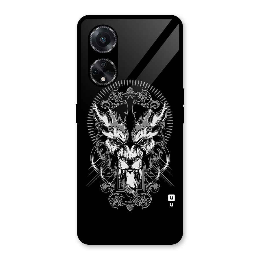 Pencil Art Lion Illustration Glass Back Case for Oppo F23