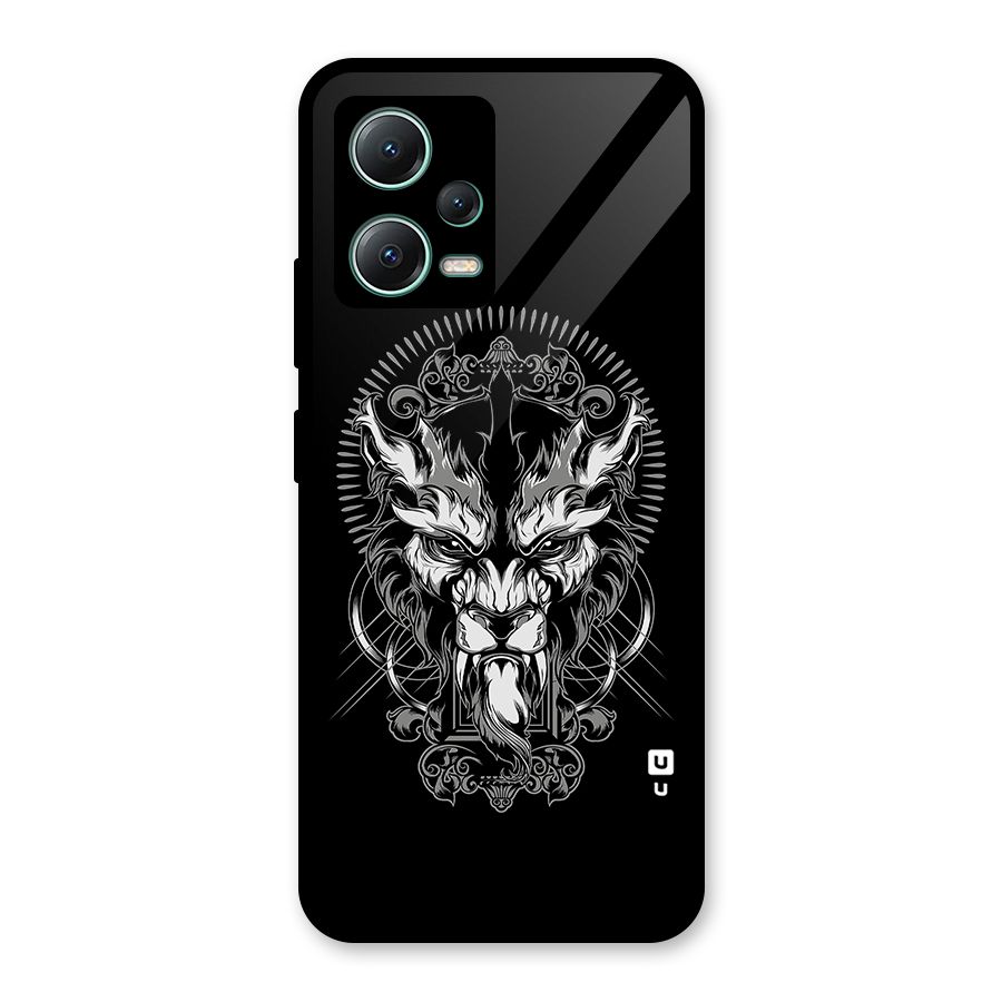 Pencil Art Lion Illustration Glass Back Case for Poco X5