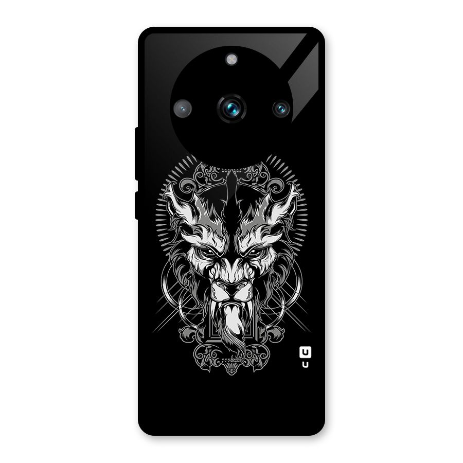 Pencil Art Lion Illustration Glass Back Case for Realme 11 Pro Plus