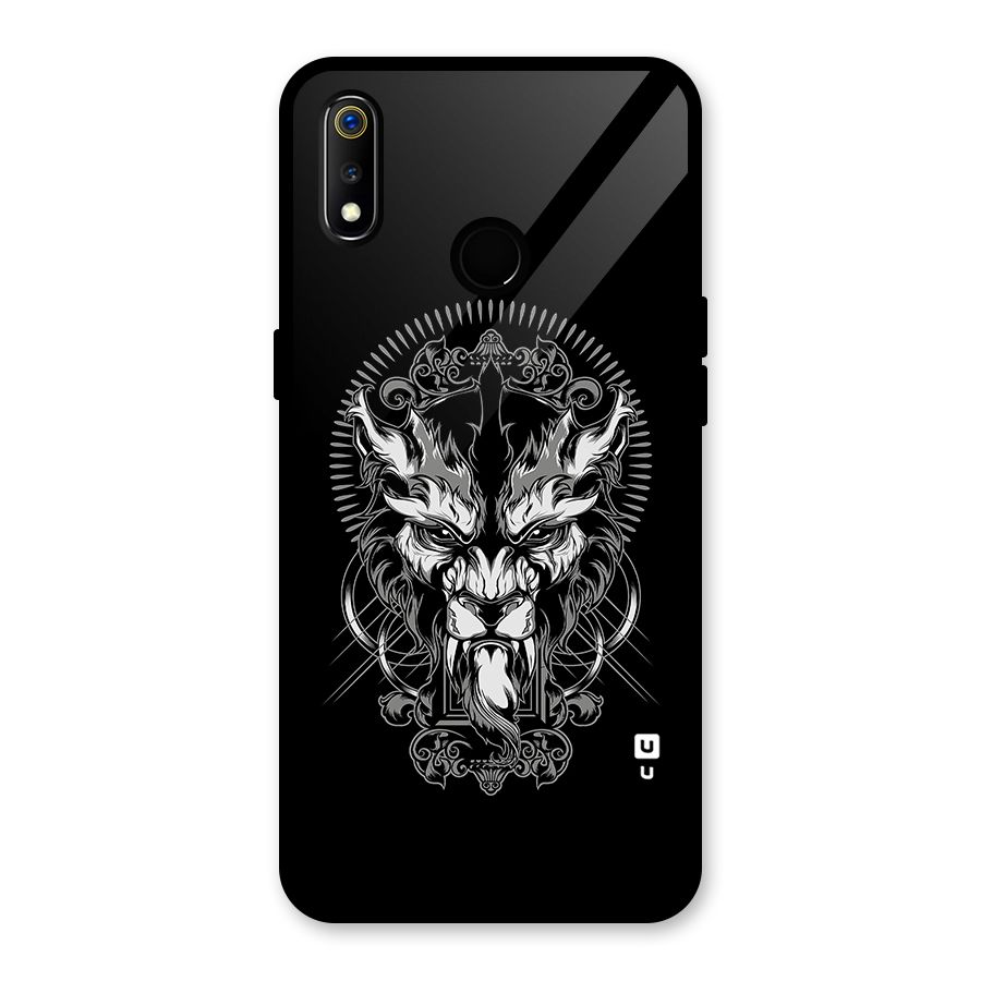 Pencil Art Lion Illustration Glass Back Case for Realme 3
