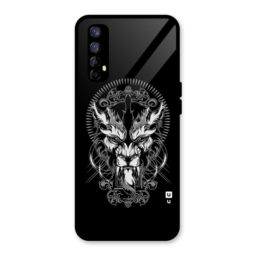 Pencil Art Lion Illustration Glass Back Case for Realme 7