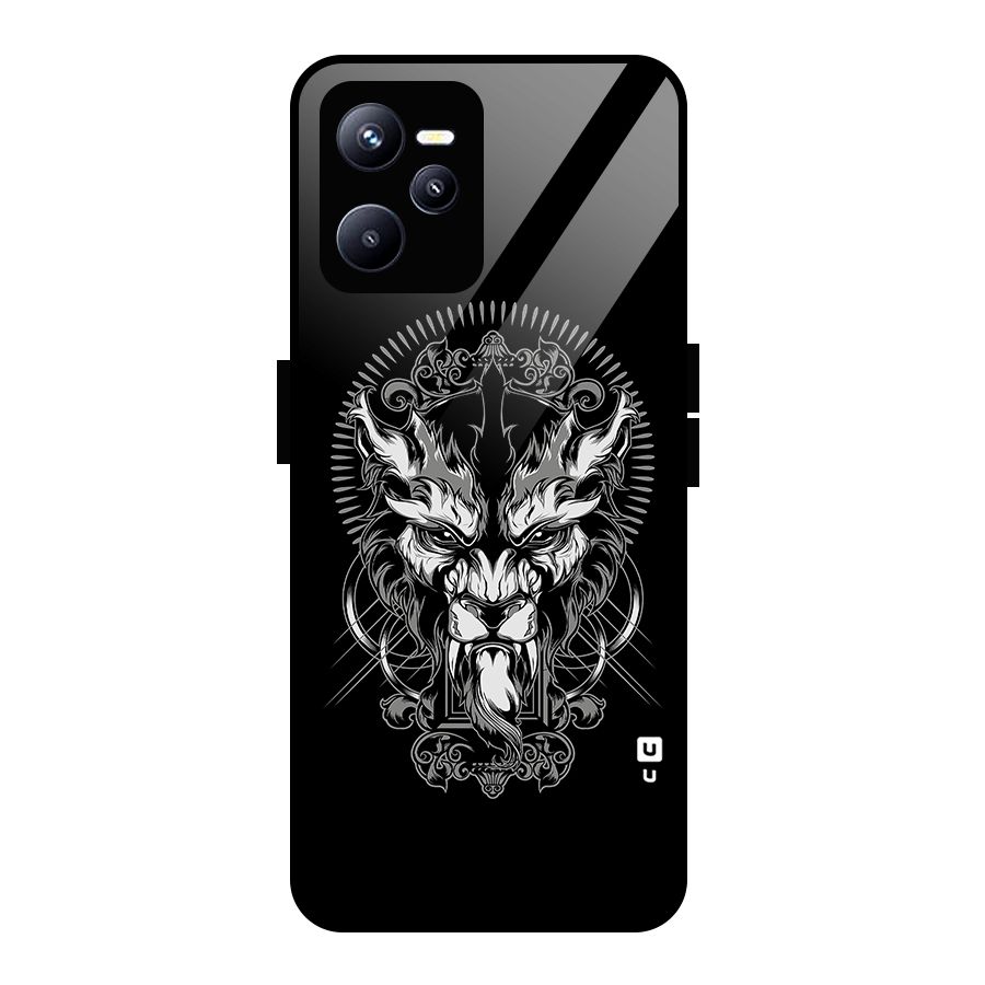 Pencil Art Lion Illustration Glass Back Case for Realme C35