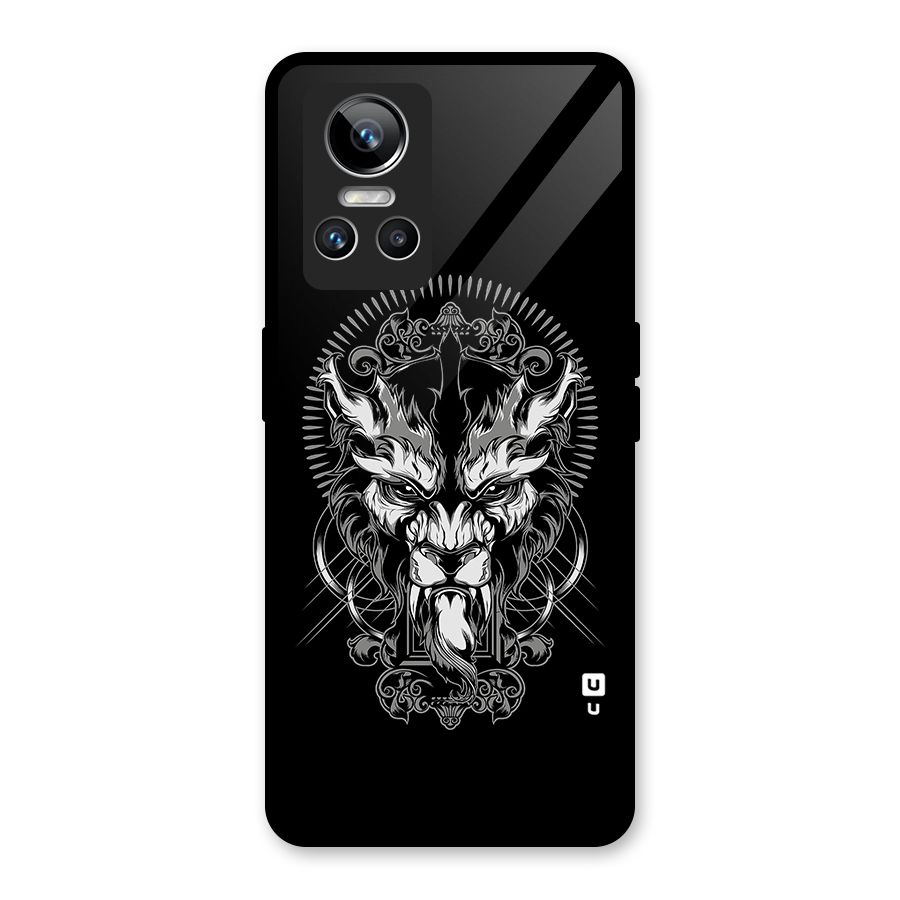 Pencil Art Lion Illustration Glass Back Case for Realme GT Neo 3