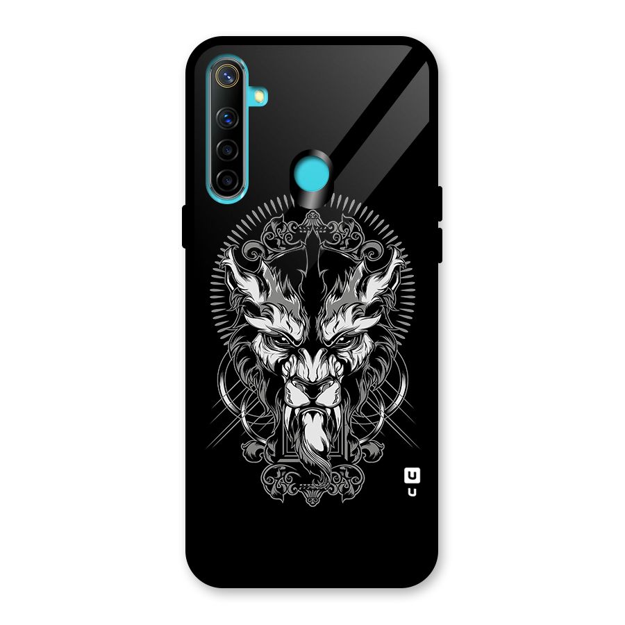 Pencil Art Lion Illustration Glass Back Case for Realme Narzo 10