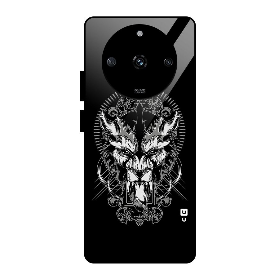 Pencil Art Lion Illustration Glass Back Case for Realme Narzo 60 5G