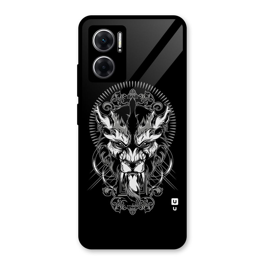 Pencil Art Lion Illustration Glass Back Case for Redmi 11 Prime 5G