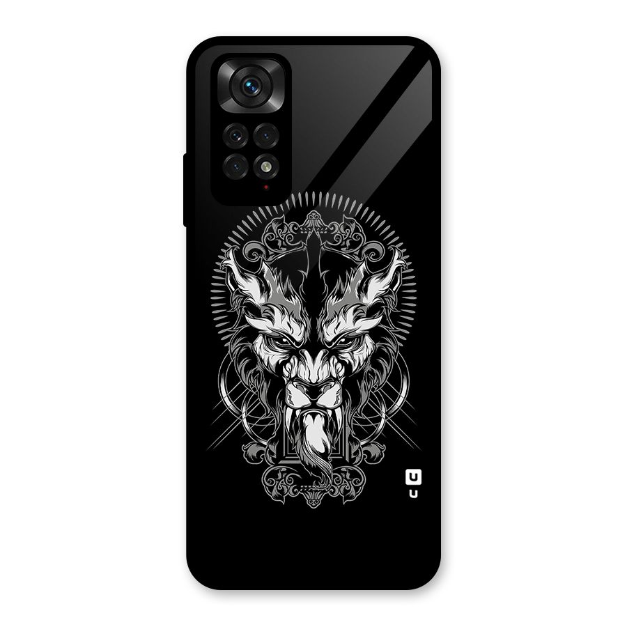 Pencil Art Lion Illustration Glass Back Case for Redmi Note 11S