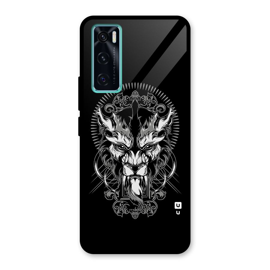 Pencil Art Lion Illustration Glass Back Case for Vivo V20 SE