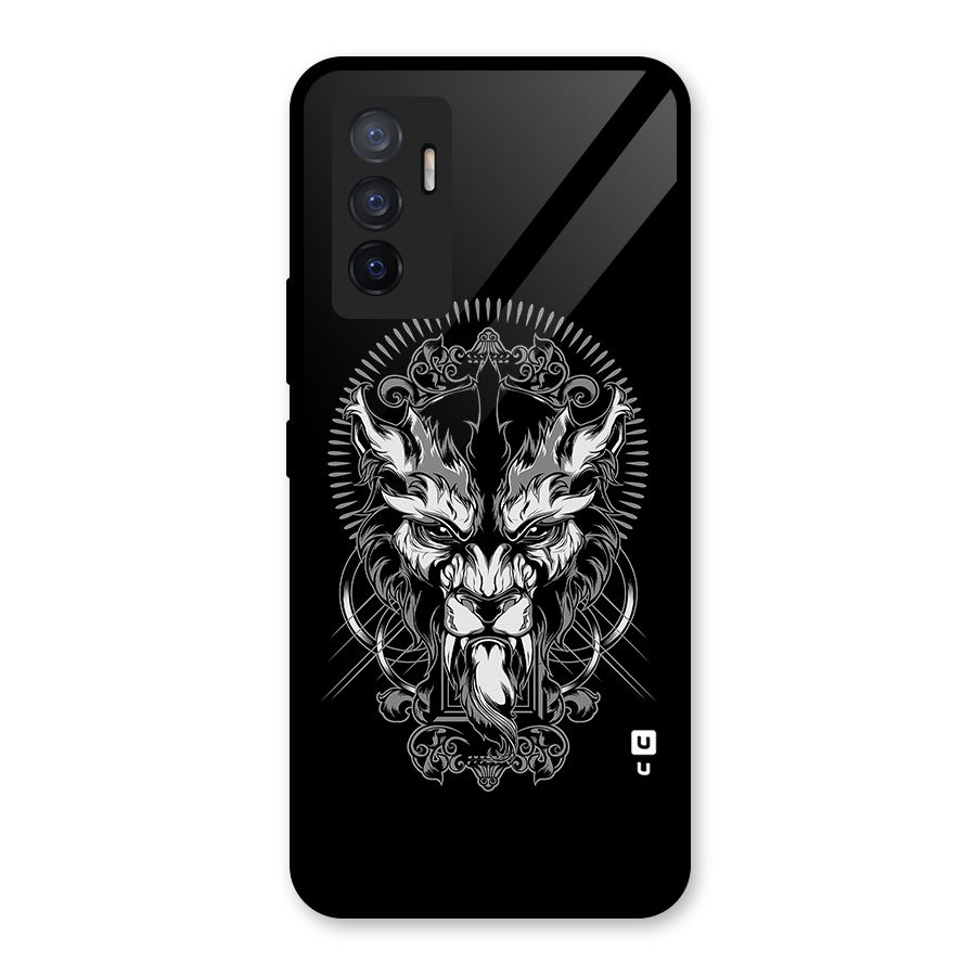 Pencil Art Lion Illustration Glass Back Case for Vivo V23e