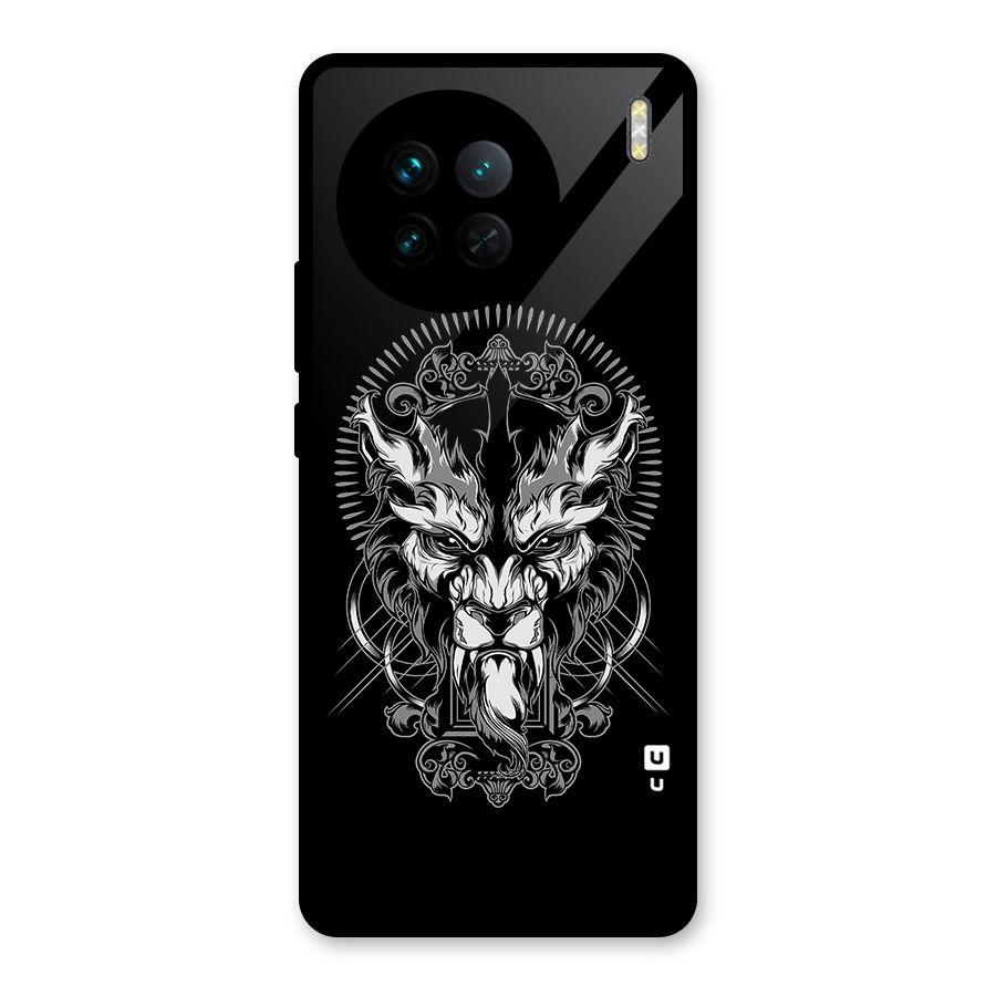Pencil Art Lion Illustration Glass Back Case for Vivo X90