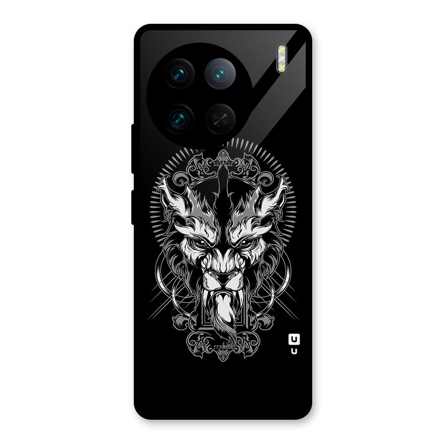 Pencil Art Lion Illustration Glass Back Case for Vivo X90 Pro