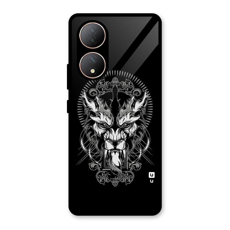 Pencil Art Lion Illustration Glass Back Case for Vivo Y100A