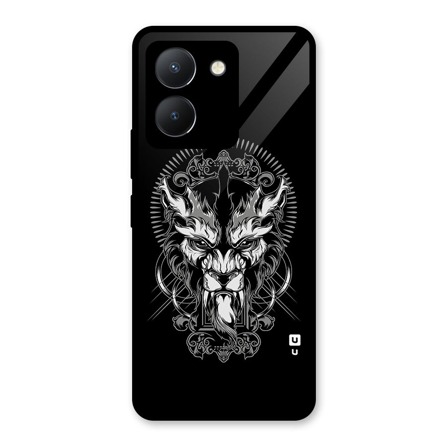 Pencil Art Lion Illustration Glass Back Case for Vivo Y36