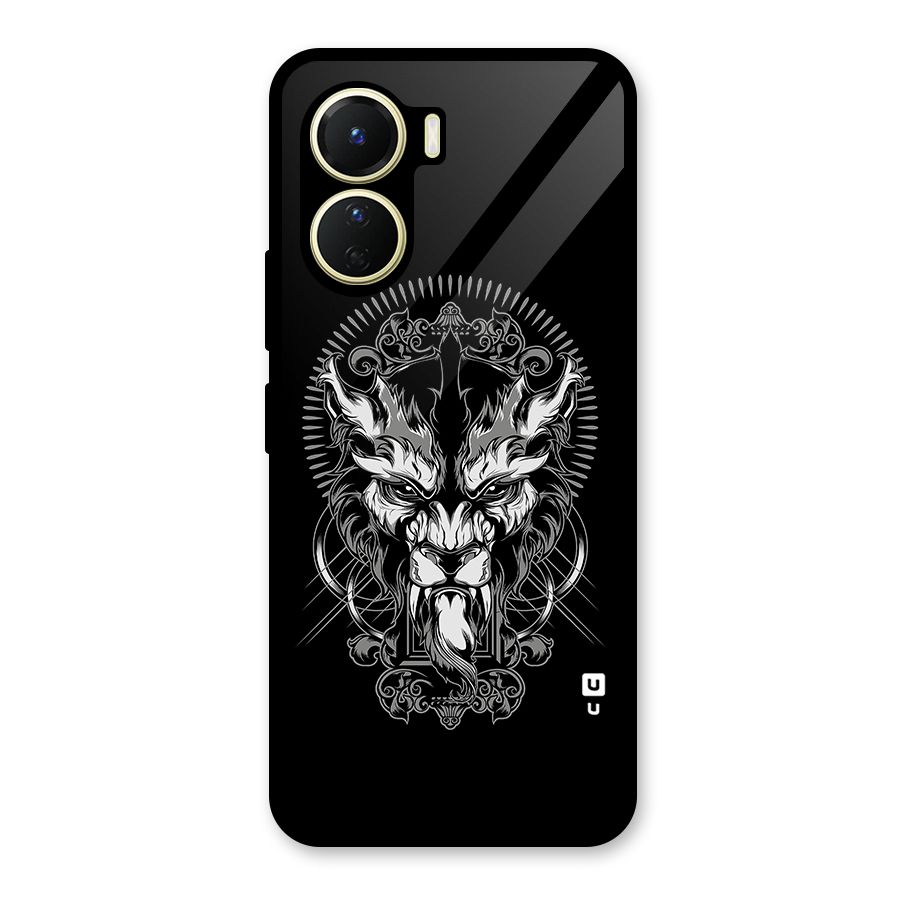 Pencil Art Lion Illustration Glass Back Case for Vivo Y56