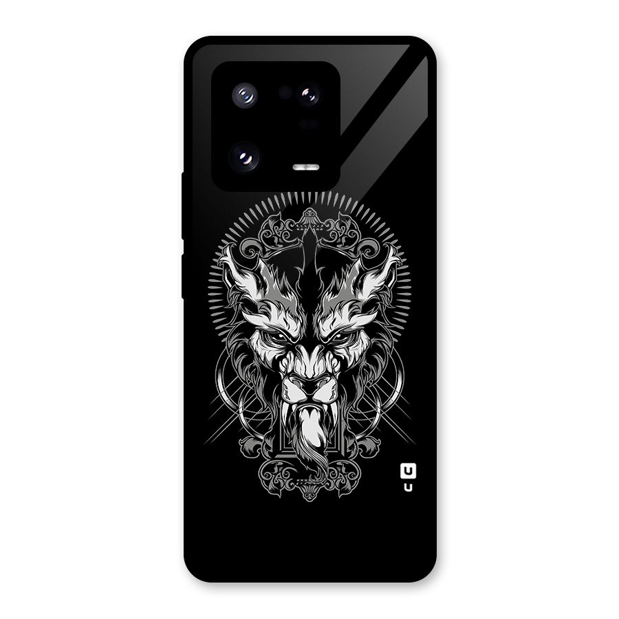 Pencil Art Lion Illustration Glass Back Case for Xiaomi 13 Pro