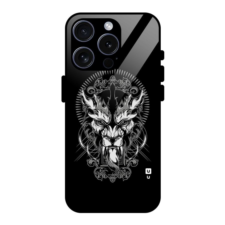 Pencil Art Lion Illustration Glass Back Case for iPhone 15 Pro