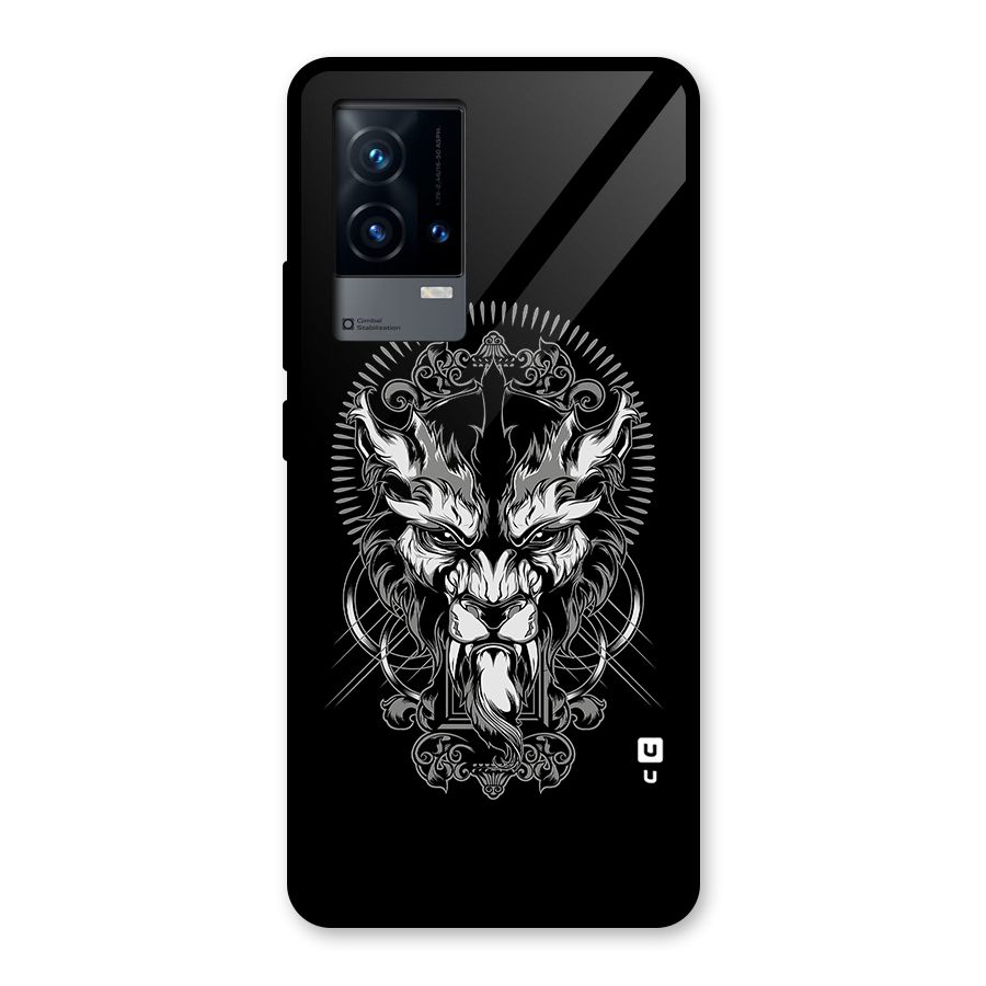 Pencil Art Lion Illustration Glass Back Case for iQOO 9 5G