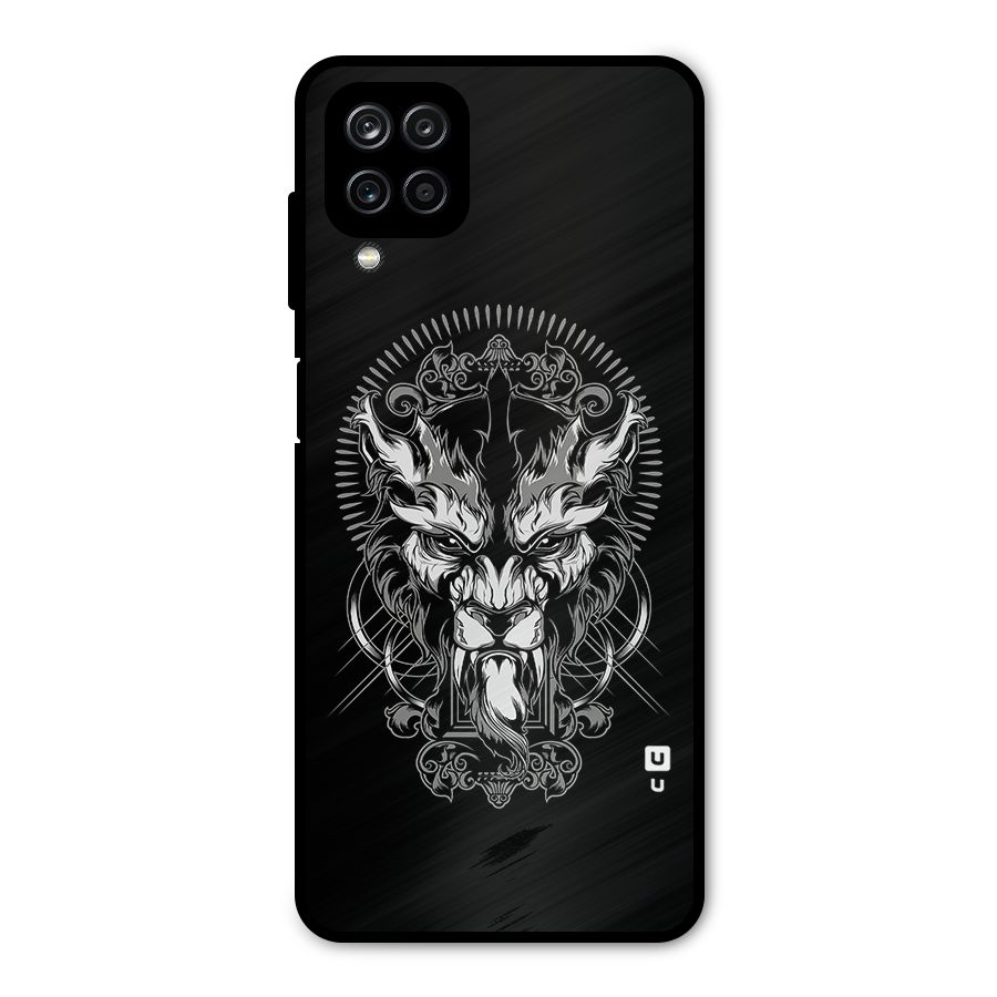 Pencil Art Lion Illustration Metal Back Case for Galaxy A12