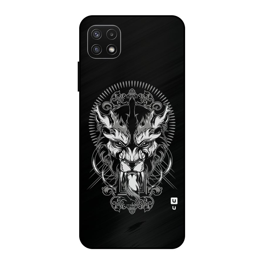 Pencil Art Lion Illustration Metal Back Case for Galaxy A22 5G