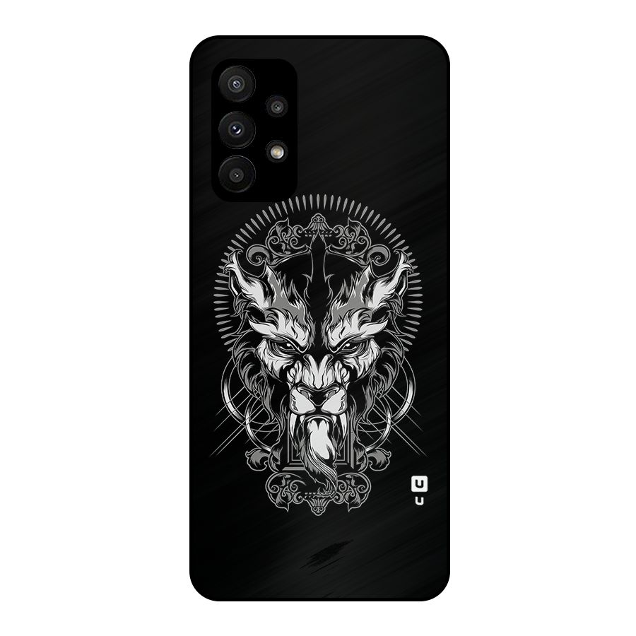 Pencil Art Lion Illustration Metal Back Case for Galaxy A23