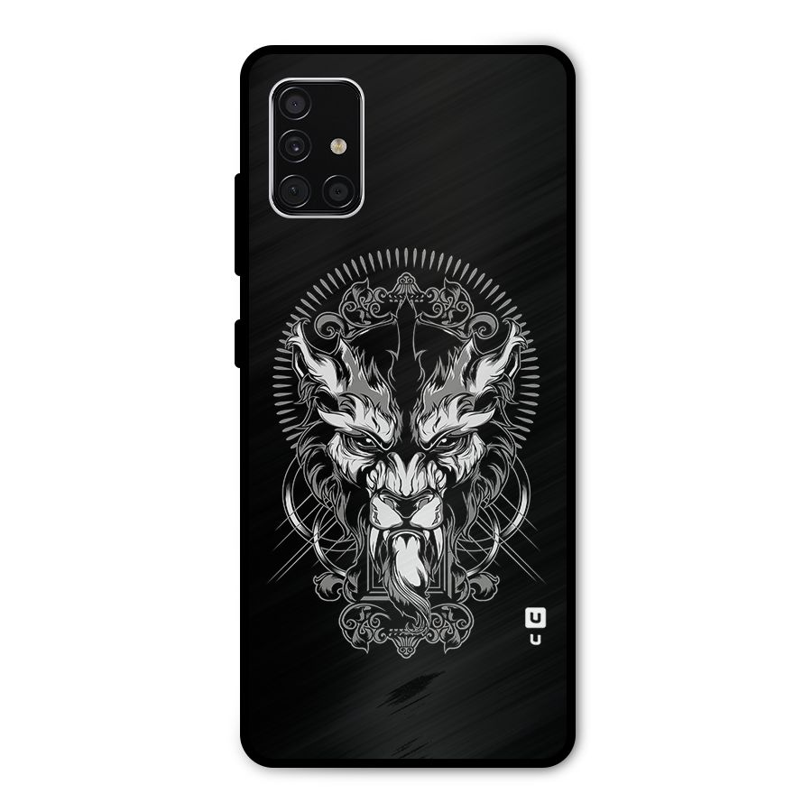 Pencil Art Lion Illustration Metal Back Case for Galaxy A51