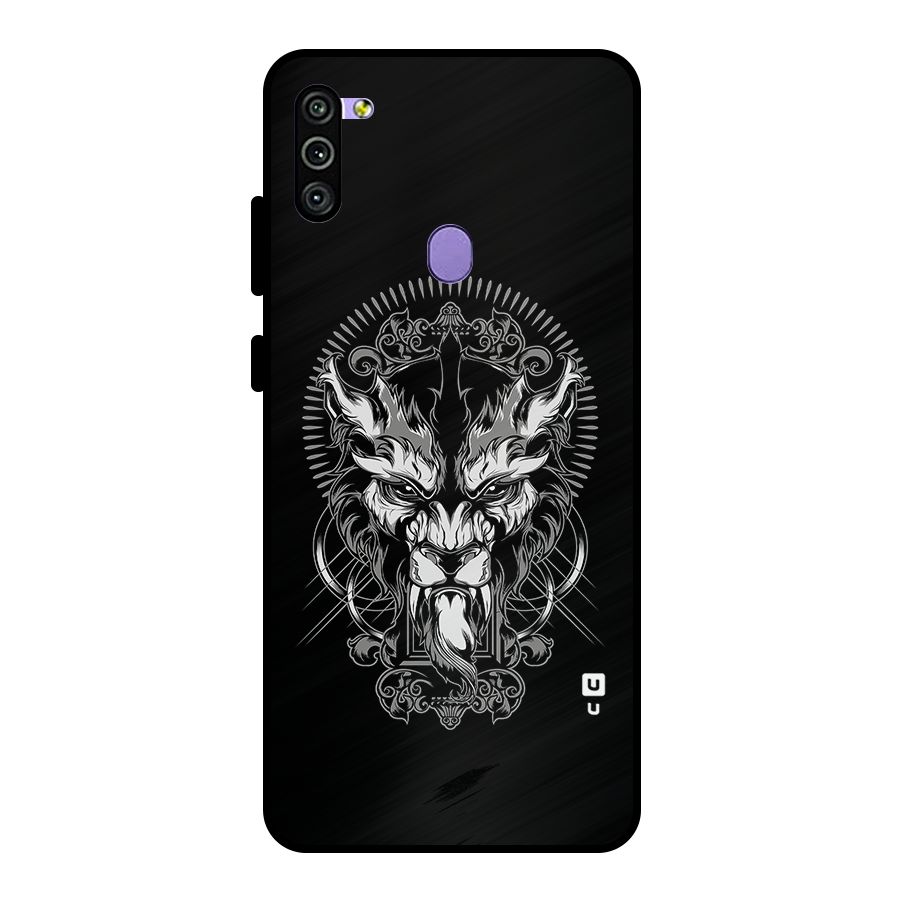 Pencil Art Lion Illustration Metal Back Case for Galaxy M11