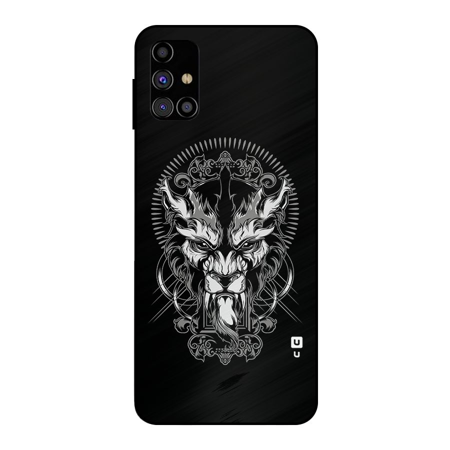 Pencil Art Lion Illustration Metal Back Case for Galaxy M31s
