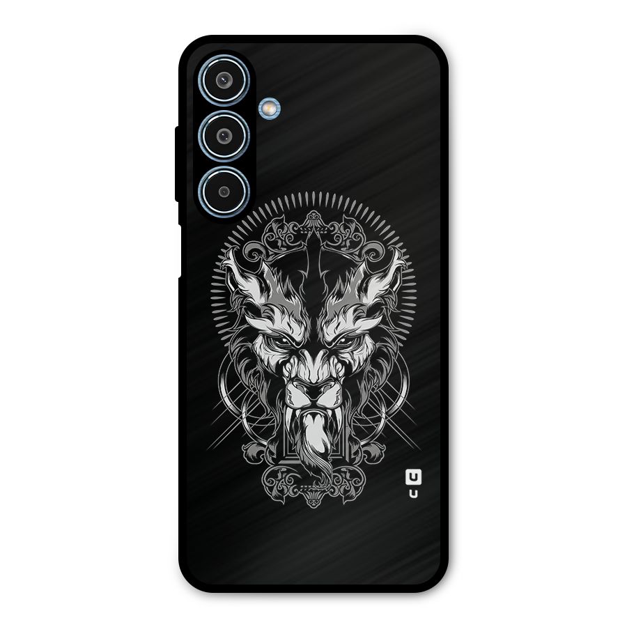 Pencil Art Lion Illustration Metal Back Case for Galaxy M35