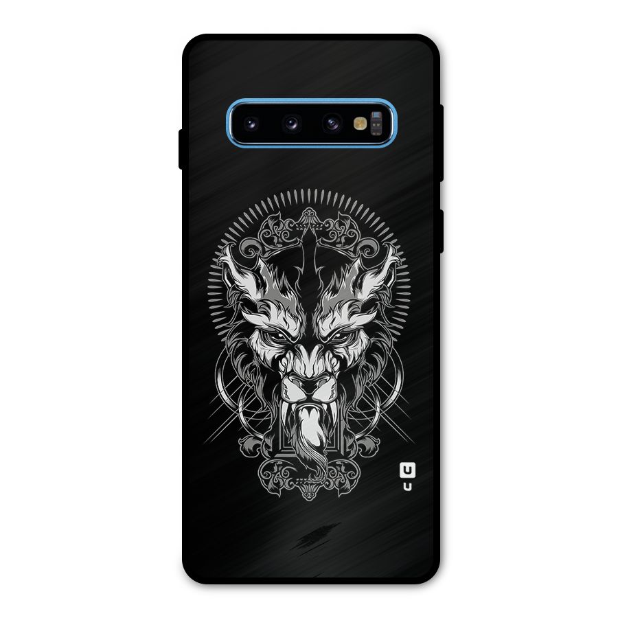 Pencil Art Lion Illustration Metal Back Case for Galaxy S10